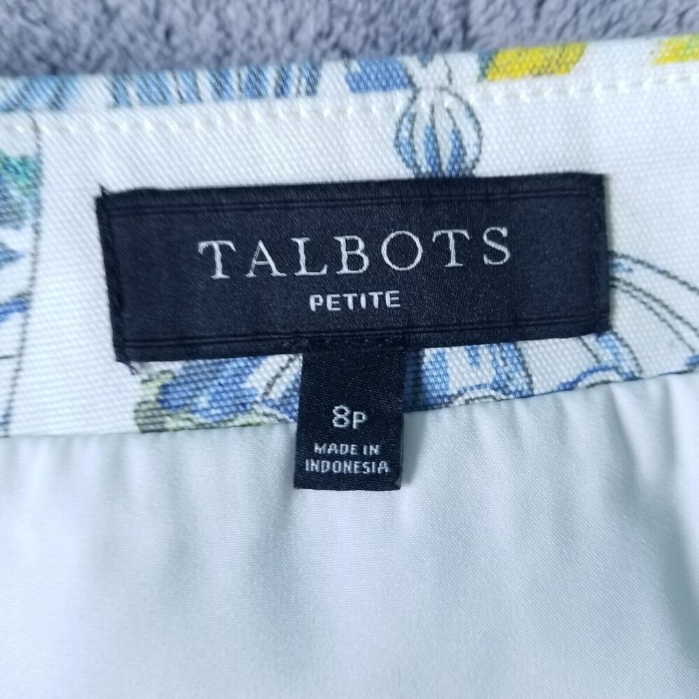Talbots Watercolor Vases Skirt Womens Blue Cream Size 8P Petite Chinoiserie - Picture 4 of 8
